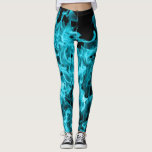 Legging Moderno na moda abstrato em chamas do Aqua do fogo<br><div class="desc">Abstrato moderno no excelente do olhar das chamas azuis do Aqua do fogo como dançam sobre estas caneleiras</div>