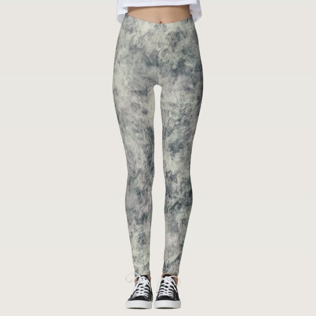 Legging Moderno Verde Sage Lavanda Cinza Texturizado Abstr (Frente)