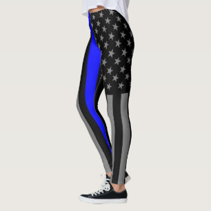 Legging Modo de gráfico Sinalizador Americano de Linha Azu