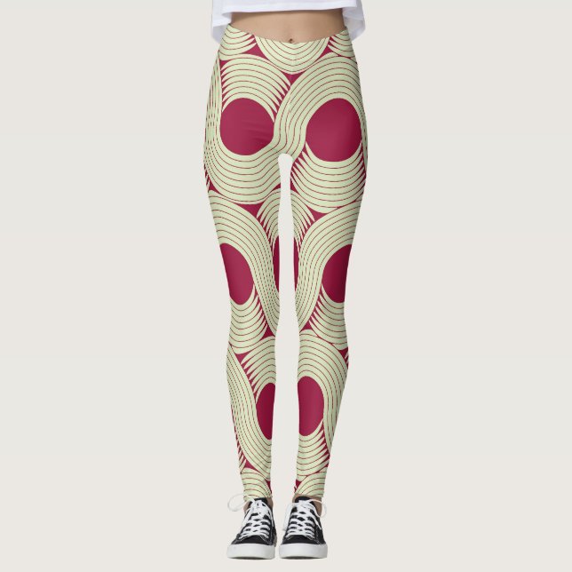 Legging Moebius Stripe: Azulejo Vermelho Infinito (Frente)