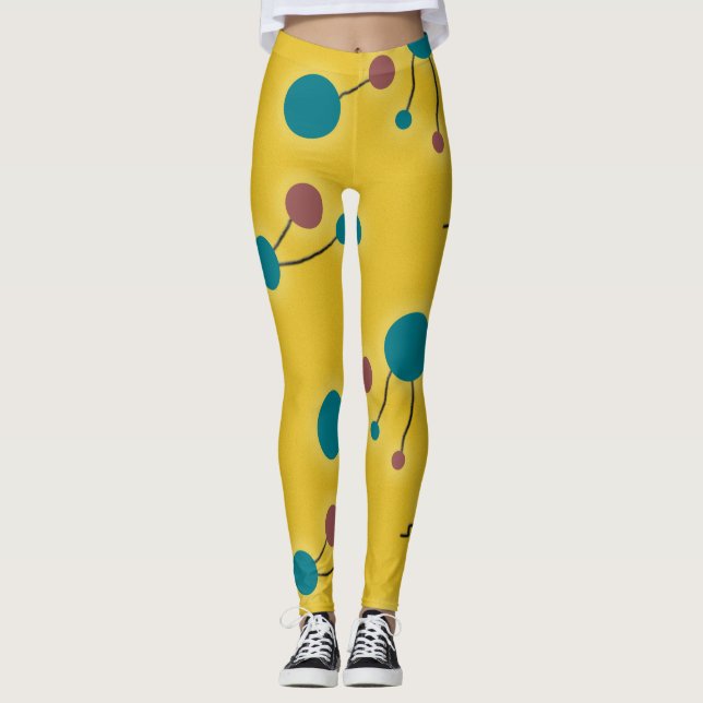 Legging Moléculas Grandes Coloridas Vermelho Amarelo Verme (Frente)