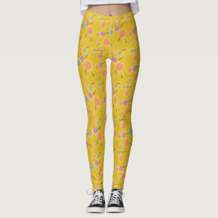 Legging Moléculas Retro Pequenas Retrópicas Amarelo Rosa