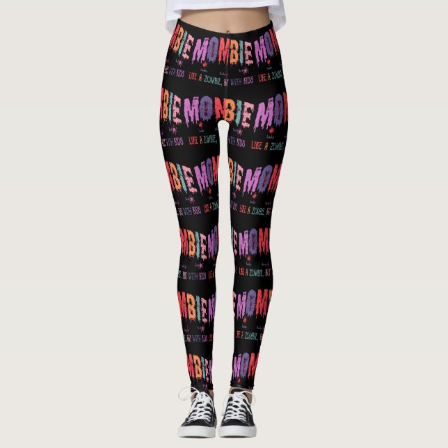 Legging Mombie Zombie Com Crianças Mulheres (Frente)