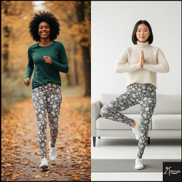 Legging Monochrome Pebble Bean Organic Doodle Pattern