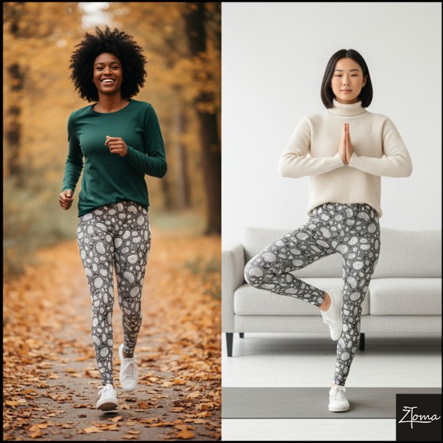 Legging Monochrome Pebble Bean Organic Doodle Pattern (Criador carregado)