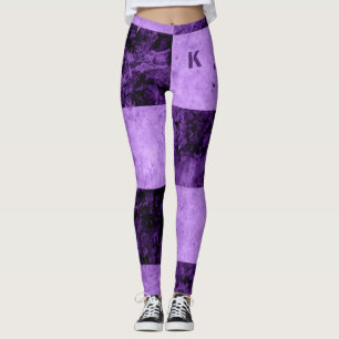 Legging Monograma de Azulejos de Grunge Preto Roxo Persona