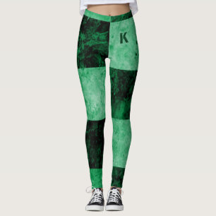 Legging Monograma de Azulejos Grunge Preto Verde Personali