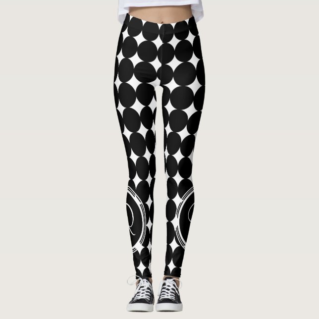 Legging Monograma de Bolinhas Preta (Frente)