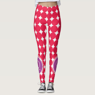 Legging Monograma de Bolinhas Roxo e Vermelho