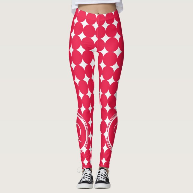 Legging Monograma de Bolinhas Vermelha (Frente)