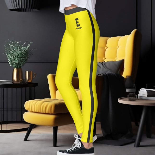 Legging Monograma de Nome Personalizado Listras Amarelas e (Criador carregado)