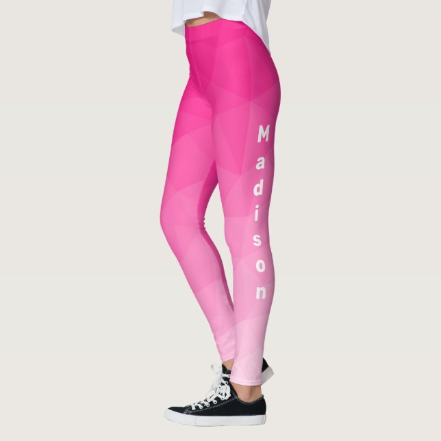 Legging Monograma de Padrão Geométrico de Gradiente Rosa Q (Esquerda)