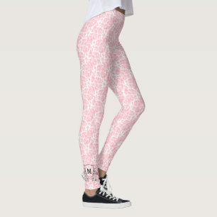 Legging Monograma de padrão-Rosa cor-de-rosa elegante
