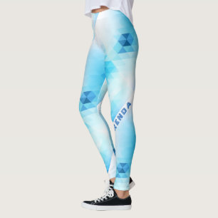 Legging Monograma Design Geométrico Azul Claro