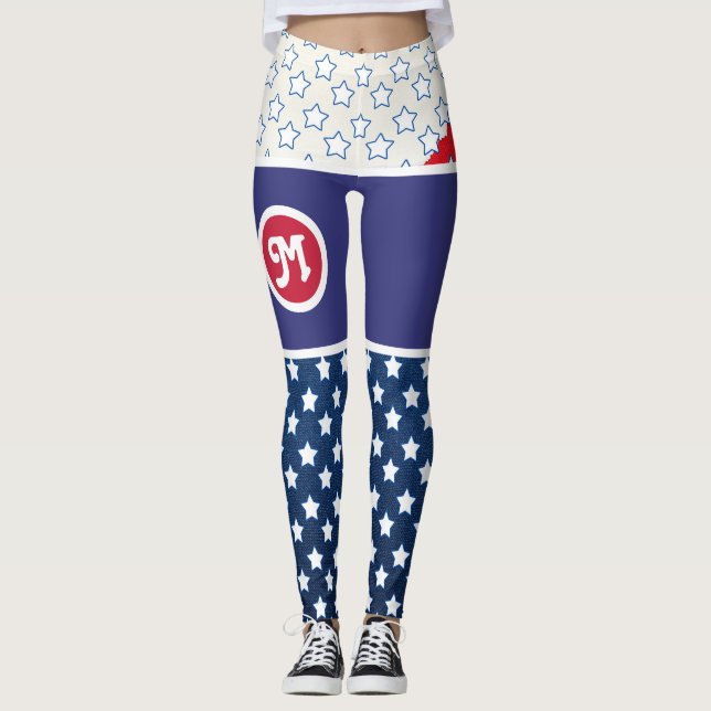 Legging Monograma do dia da independência do 4 de julho (Frente)