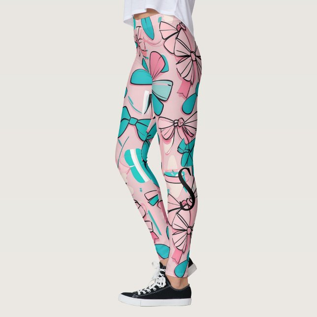 Legging Monograma do dia dos arcos cor-de-rosa chic pastel (Criador carregado)