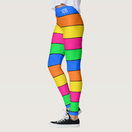 LEGGING MONOGRAMA DO PADRÃO DO PADRÃO FLUORESCENTE DE COR 