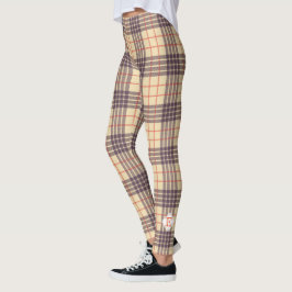 Legging Monograma, elegante xadrez-bege-clã