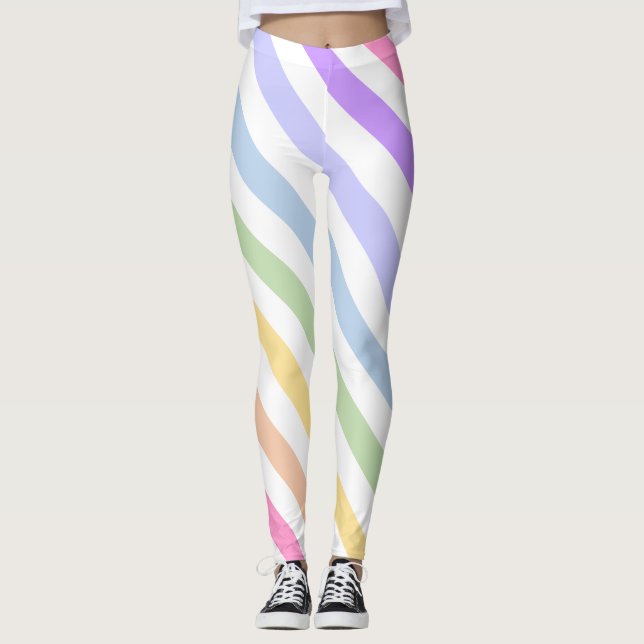 Legging Monograma em Círculo Branco Banhas Arco-íris Paste (Frente)