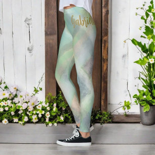 Legging Monograma em forma de xadrez cinza verde amarelo-p