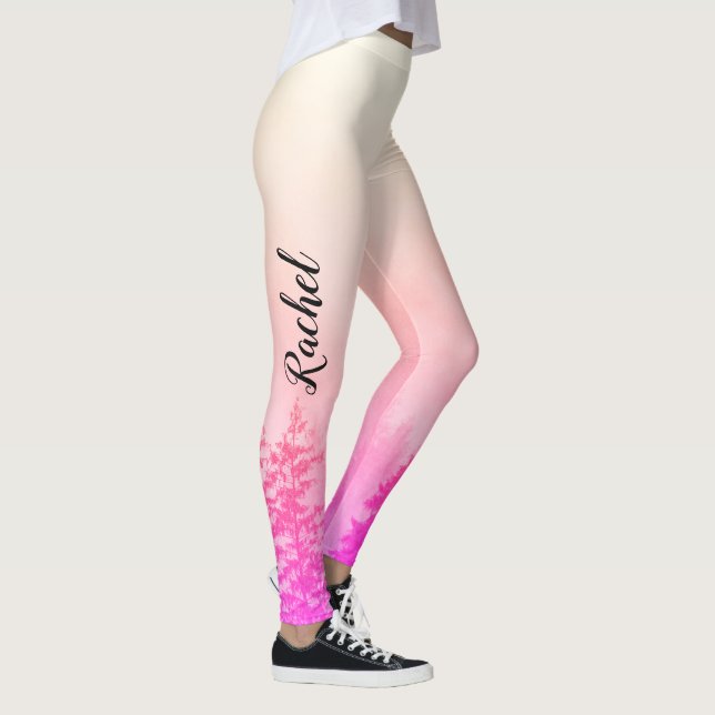 Legging Monograma Nome Girly Pink Trees Nature White (Direita)
