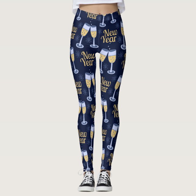 Legging MONOGRAMA PERSONALIZADA DE NATAL DE feliz ano novo (Frente)