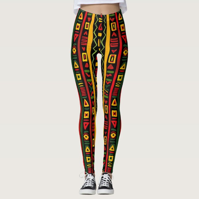 Legging Monograma Vermelho Amarelo Verde Amarelo Histórico (Frente)
