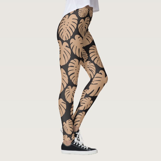 Legging Monstera em Tan e Negro (Direita)