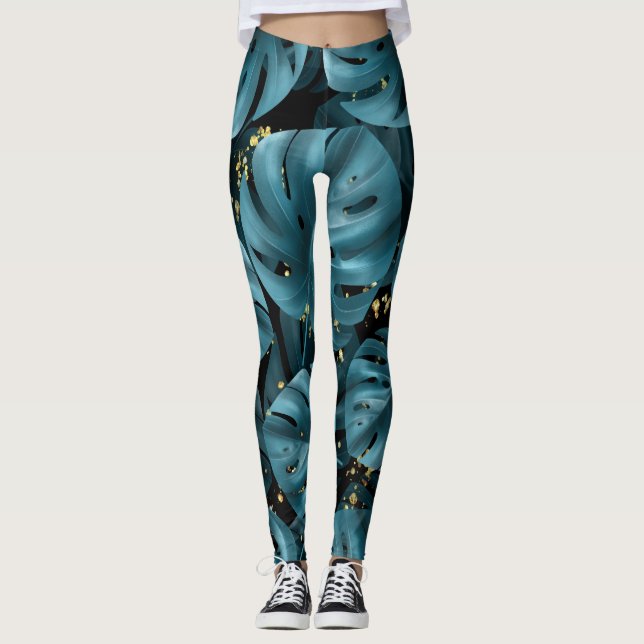 Legging Monstera Palm, Ouro Sem Olhos. (Frente)