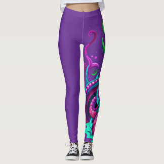 Legging Monstro do Mar Majestoso nas Ondas Turquesa