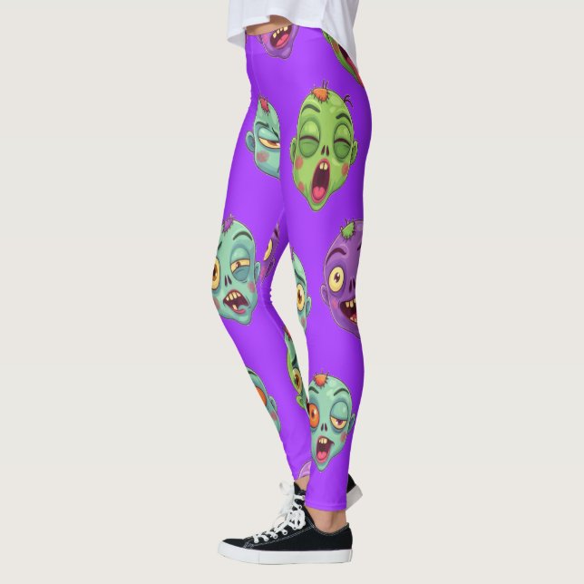 Legging Monstros Divertidos Zumbis Para o Halloween (Esquerda)