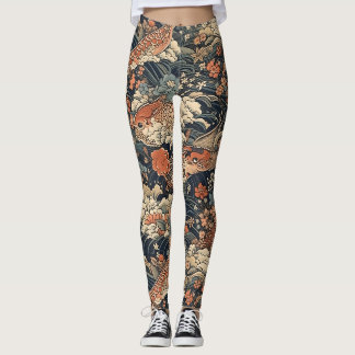 Legging Monstros do Mar de Tatuagem Japonês