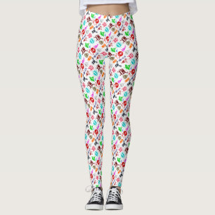 Legging Monstros engraçados bonitos e coloridos padrões