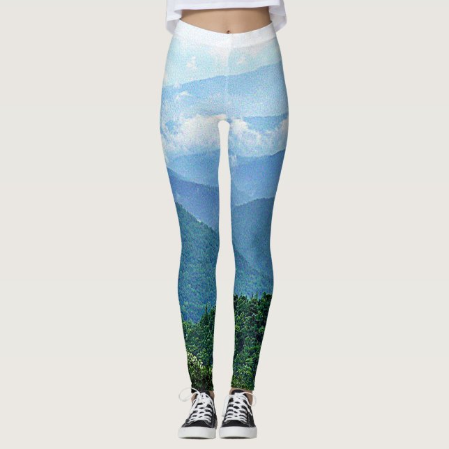 Legging Montanhas Chic Blue Ridge Fotografia Na moda Yoga (Frente)