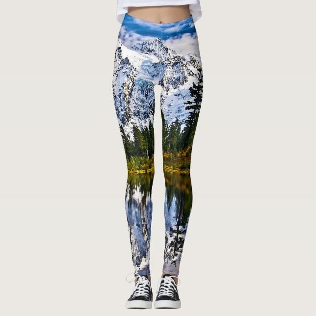 Legging Montanhas - lago - neve - natureza (Frente)
