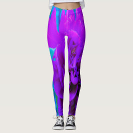 Legging Moody Purple Peony com uma bela Folhagem