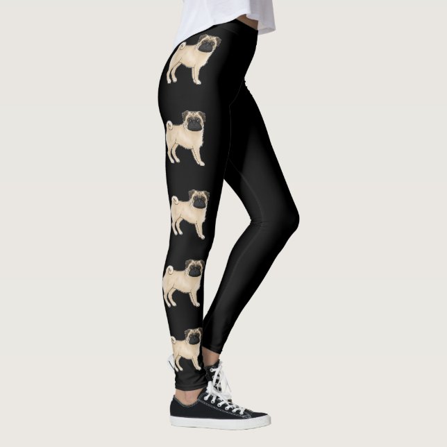 Legging Mops de Pug cor de gamo Raça de cães desenhos anim (Direita)