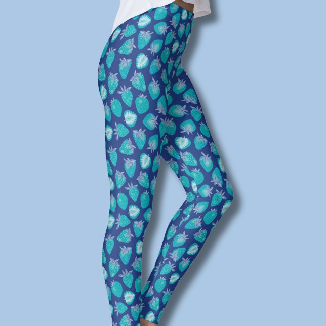 Legging Morango Azul (Blue strawberry pattern leggings)