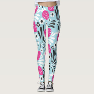 Legging Morango Floral: Berry Rosa Sem Costura.