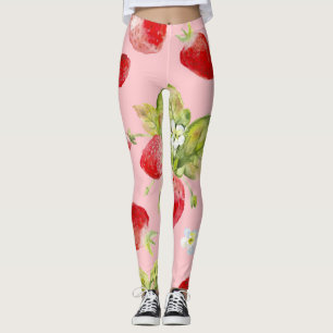 Legging Morangos aquosos, padrão sem costura, de frutado.