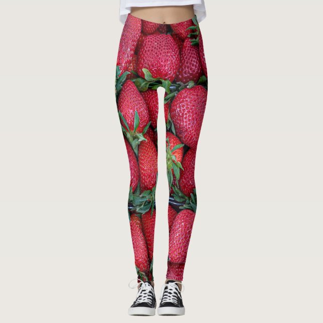 Legging Morangos com folhas verdes (Frente)