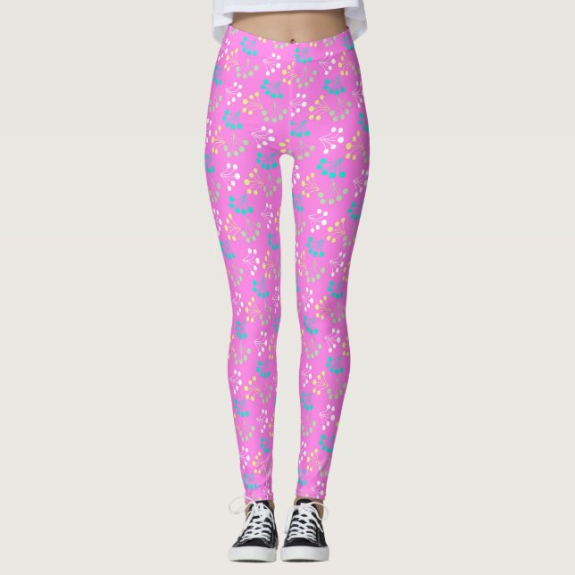 Legging Morangos multicoloridos padrão simples retrógrado  (Frente)