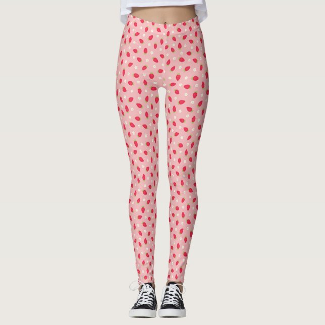 Legging Morangos Rosa de Verão (Frente)