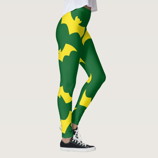 Legging Morcegos Amarelos Voadores de Halloween (Direita)