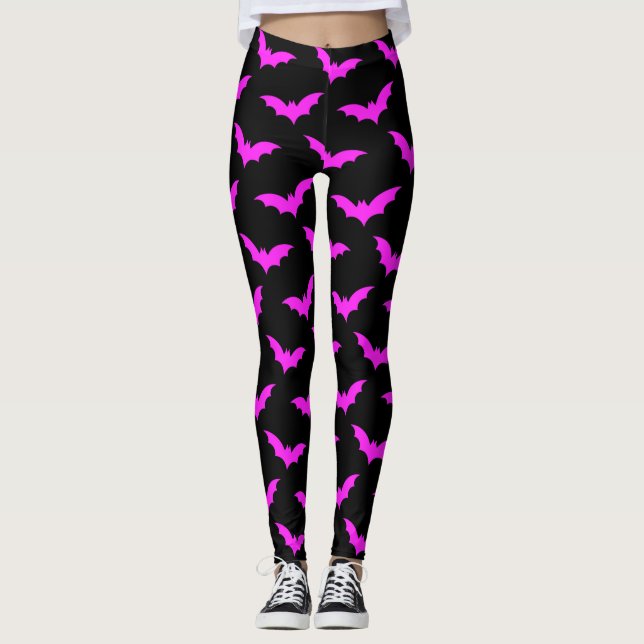 Legging Morcegos Preto e Rosa Halloween (Frente)