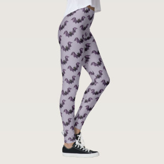 Legging Morcegos roxos do Dia das Bruxas Assustados