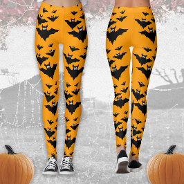 Legging Morcegos voadores fofos e legais Halloween Preto e