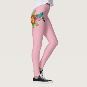 Legging Mordomo Colorido no Flor Tropical de Hibiscus