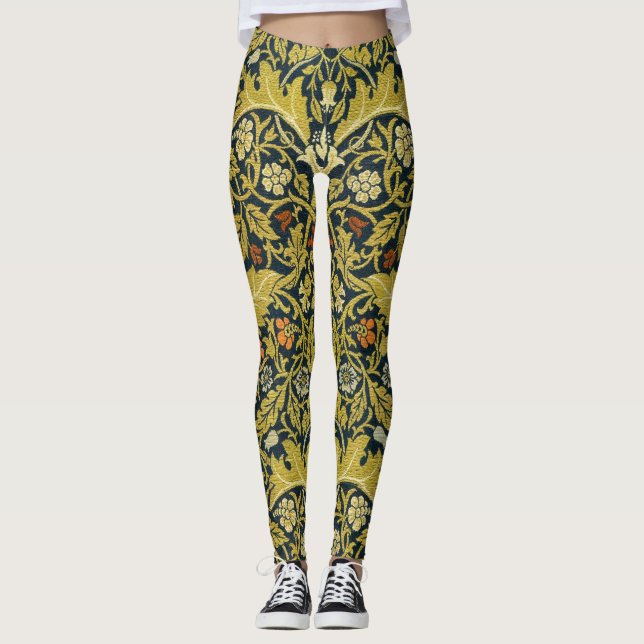 Legging Morris Acanthus deixa tapete de flores de caule ge (Frente)