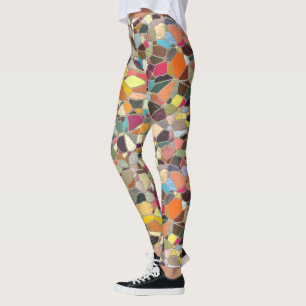 Legging Mosaico Amarelo-Amarelo-Cor-de-Laranja-Brilhante